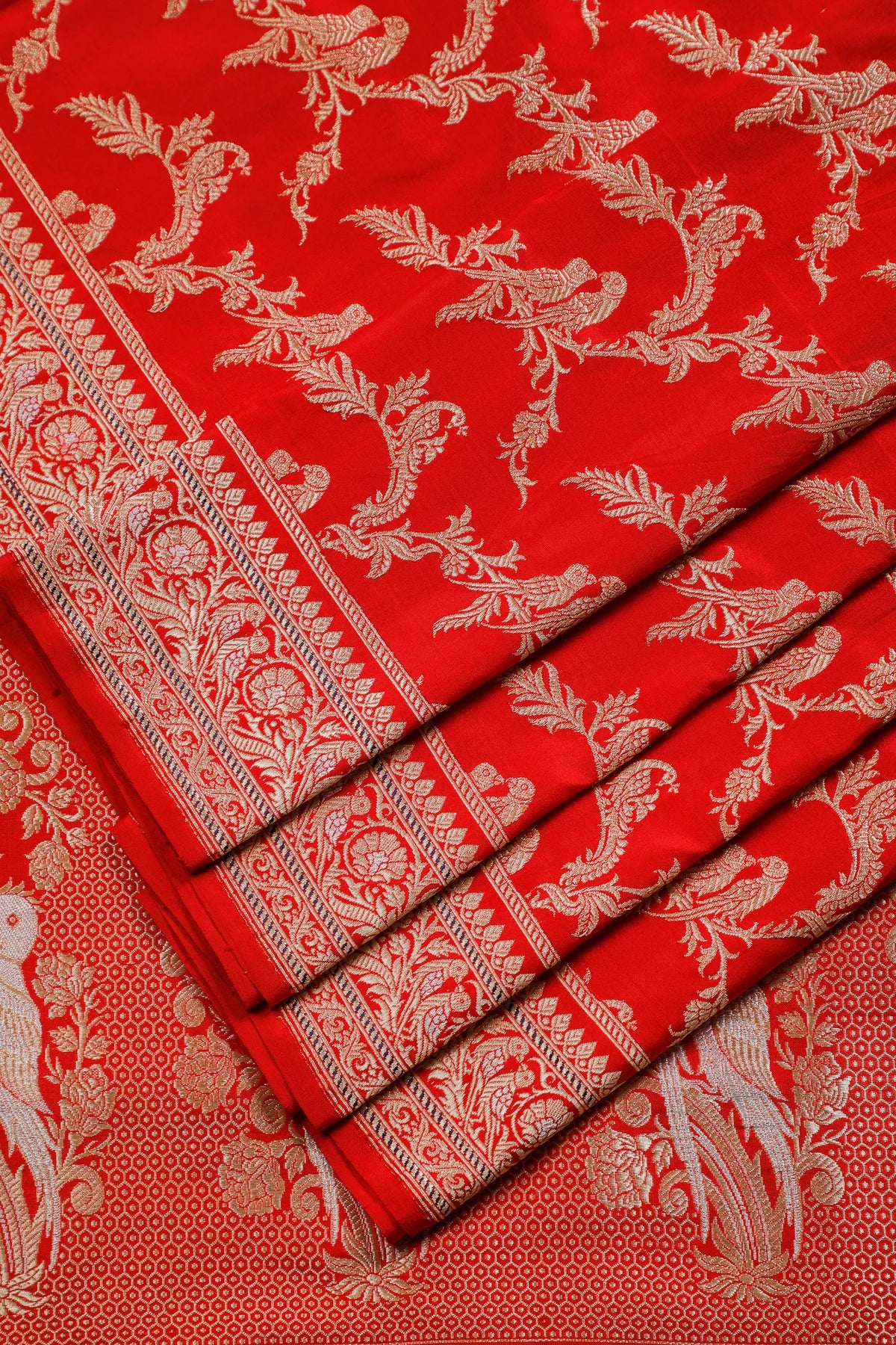Red Handloom Real Zari Pure Silk Benarasi Saree