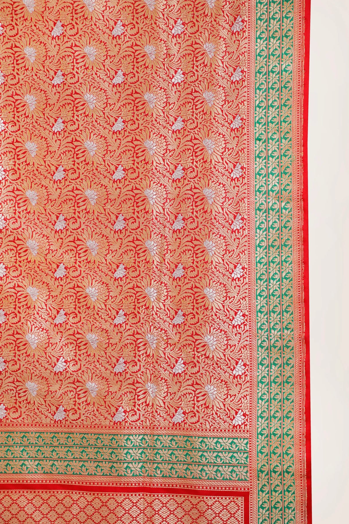 Red Real Zari Pure Silk Benarasi Saree - Revival Design wirh Sonaroopa Zari