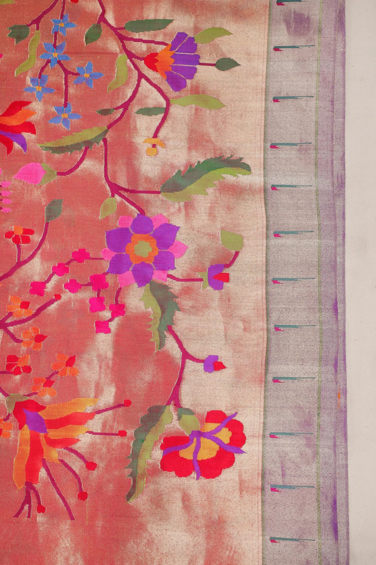 Pink Pure Silk Handloom Tissue Paithani Saree with All Over Design