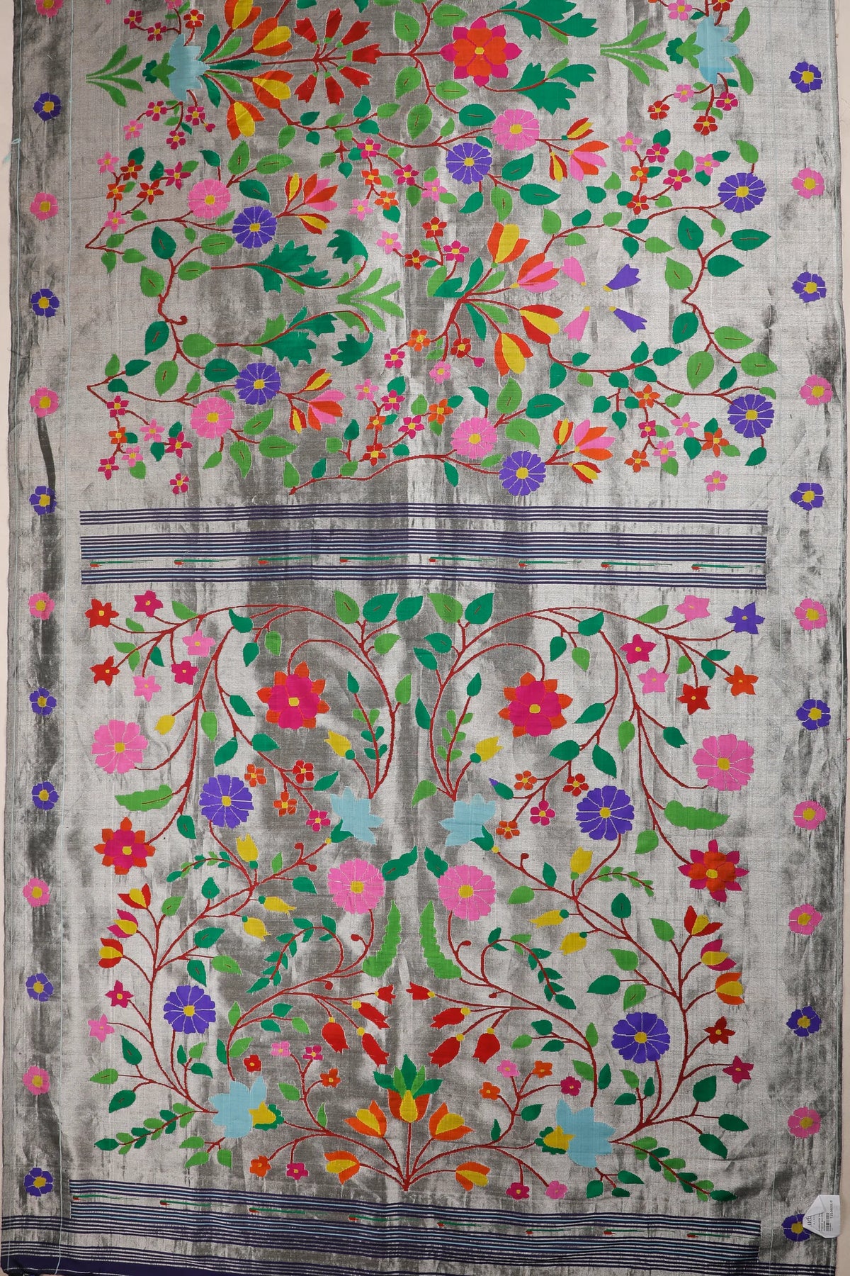 Navy Blue Pure Silk Handloom Tissue Paithani with All Over Design