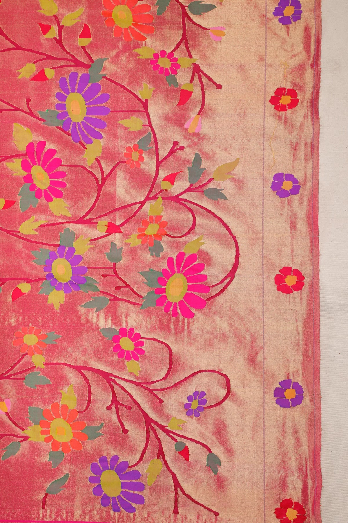 Rani Pink Pure Silk Handloom Tissue Paithani with All Over Design