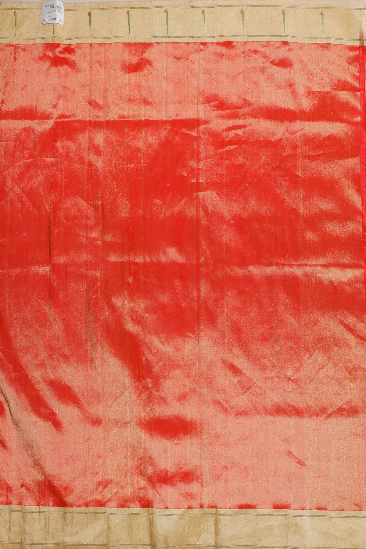 Red Pure Silk Handloom Tissue Paithani Saree with Lotus Flower Pallu