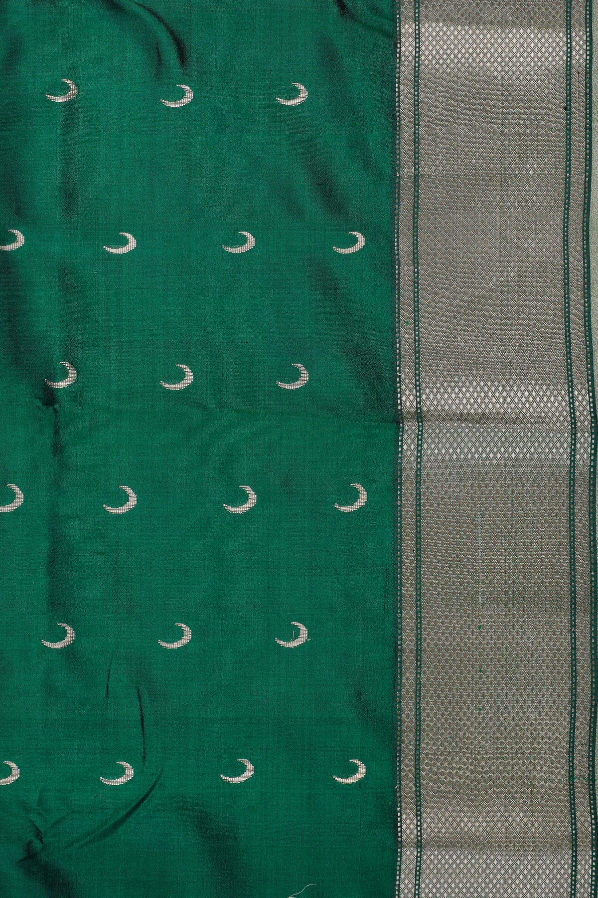 Emerald Green Handloom Chanderi Mashru Silk Saree