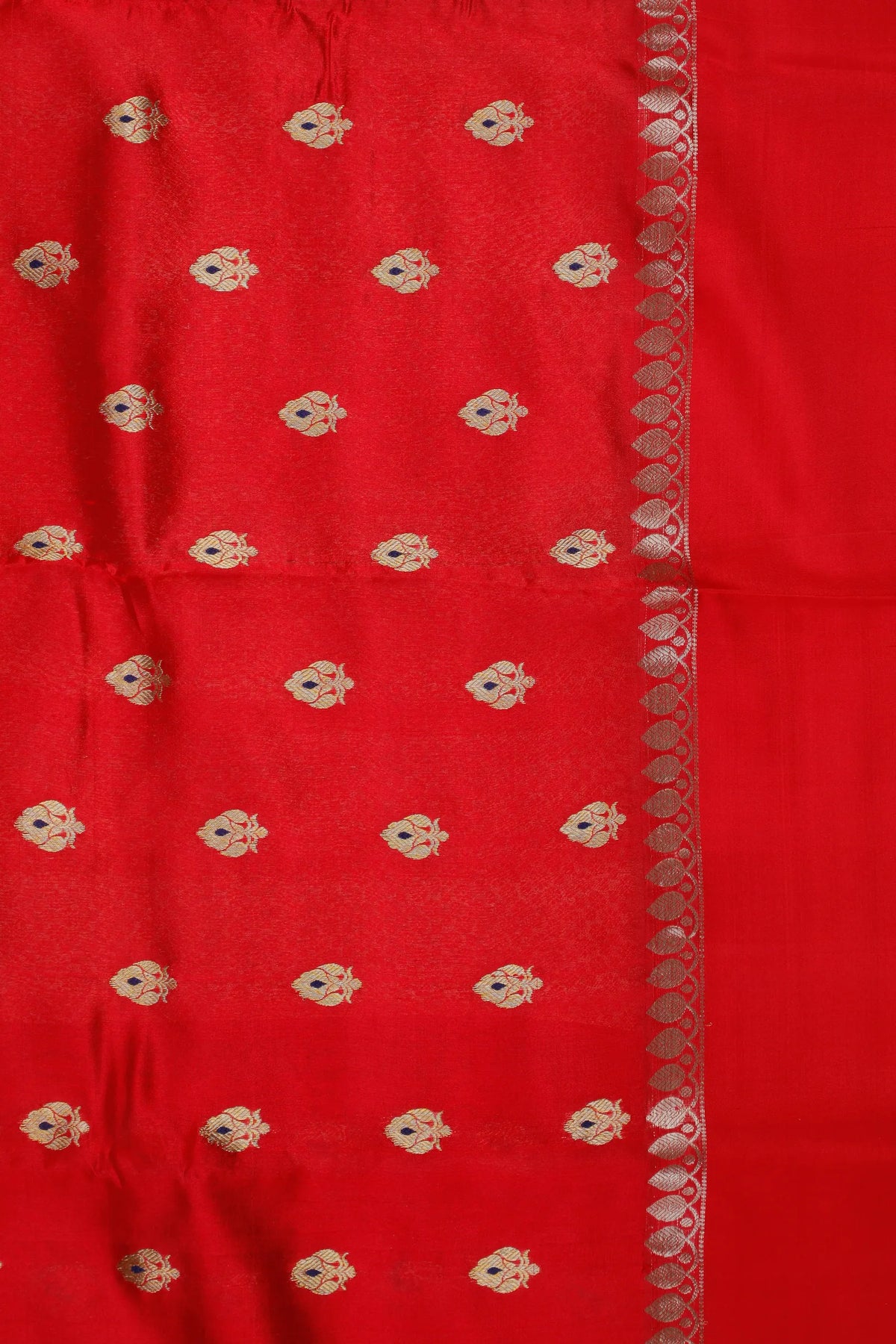 Bright Red Handloom Chanderi Mashru Silk Saree