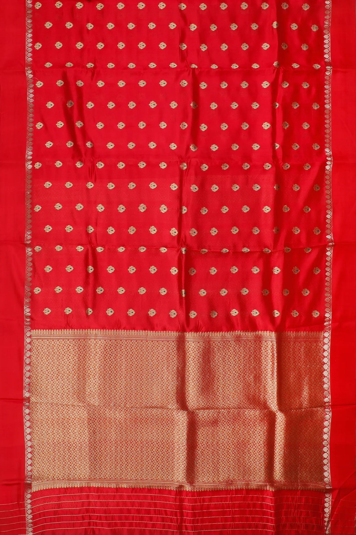 Bright Red Handloom Chanderi Mashru Silk Saree