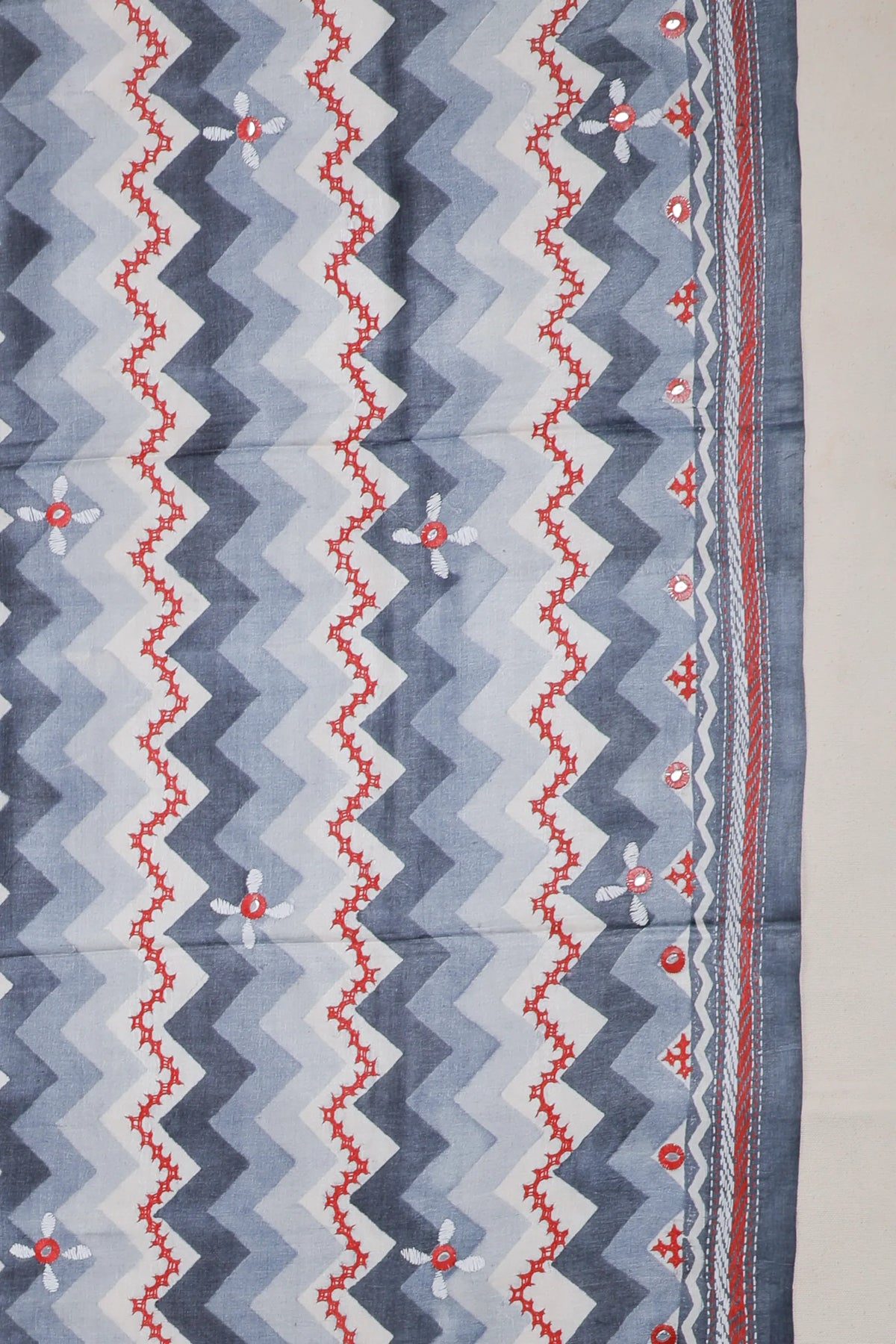 Grey Kutchi Taka Katha Work Saree