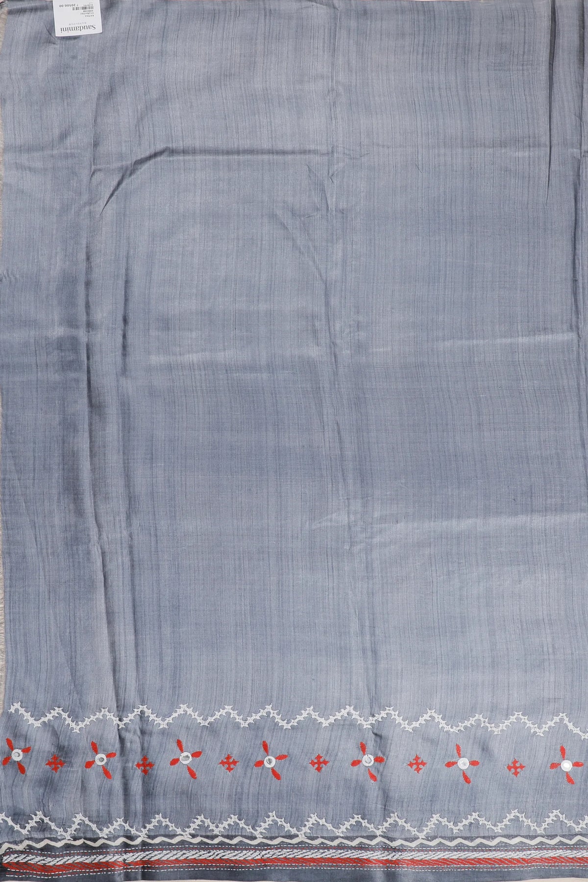 Grey Kutchi Taka Katha Work Saree