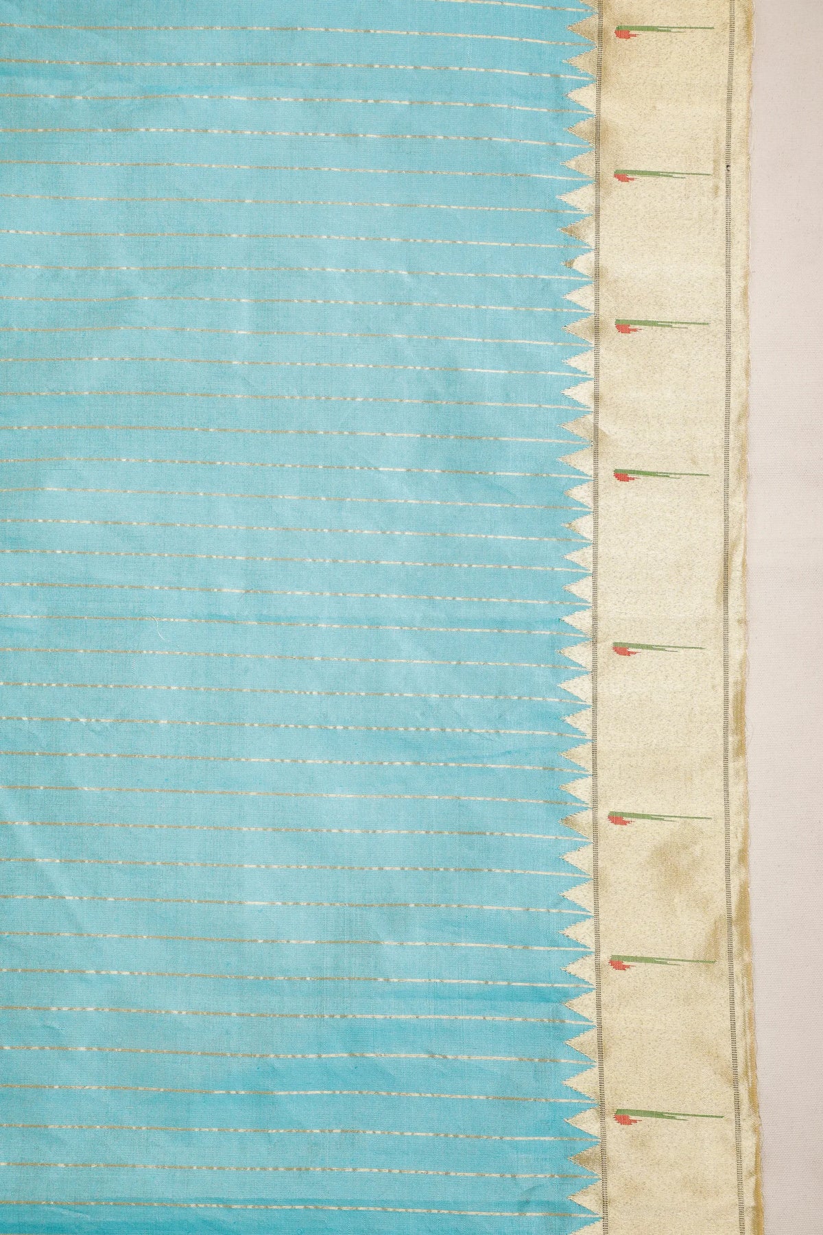 Sky Blue Pure Silk Handloom Paithani Tissue Saree with Asawali Pallu - Revival Design