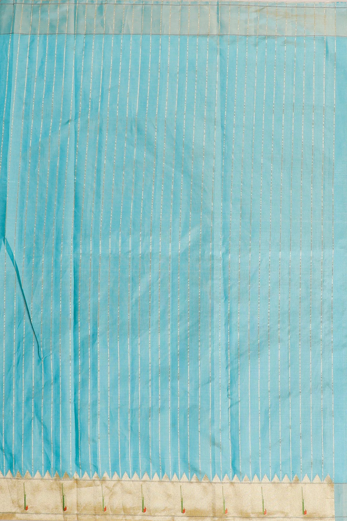 Sky Blue Pure Silk Handloom Paithani Tissue Saree with Asawali Pallu - Revival Design