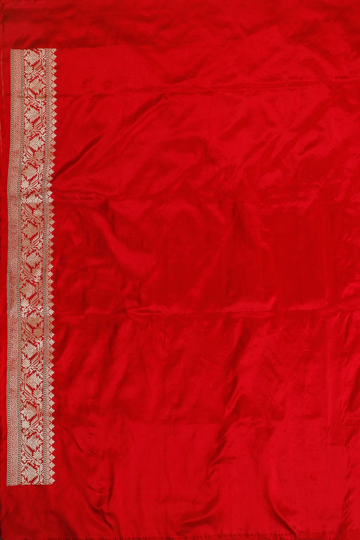 Red Real Zari Pure Silk Benarasi Saree - Revival Design from Awadh