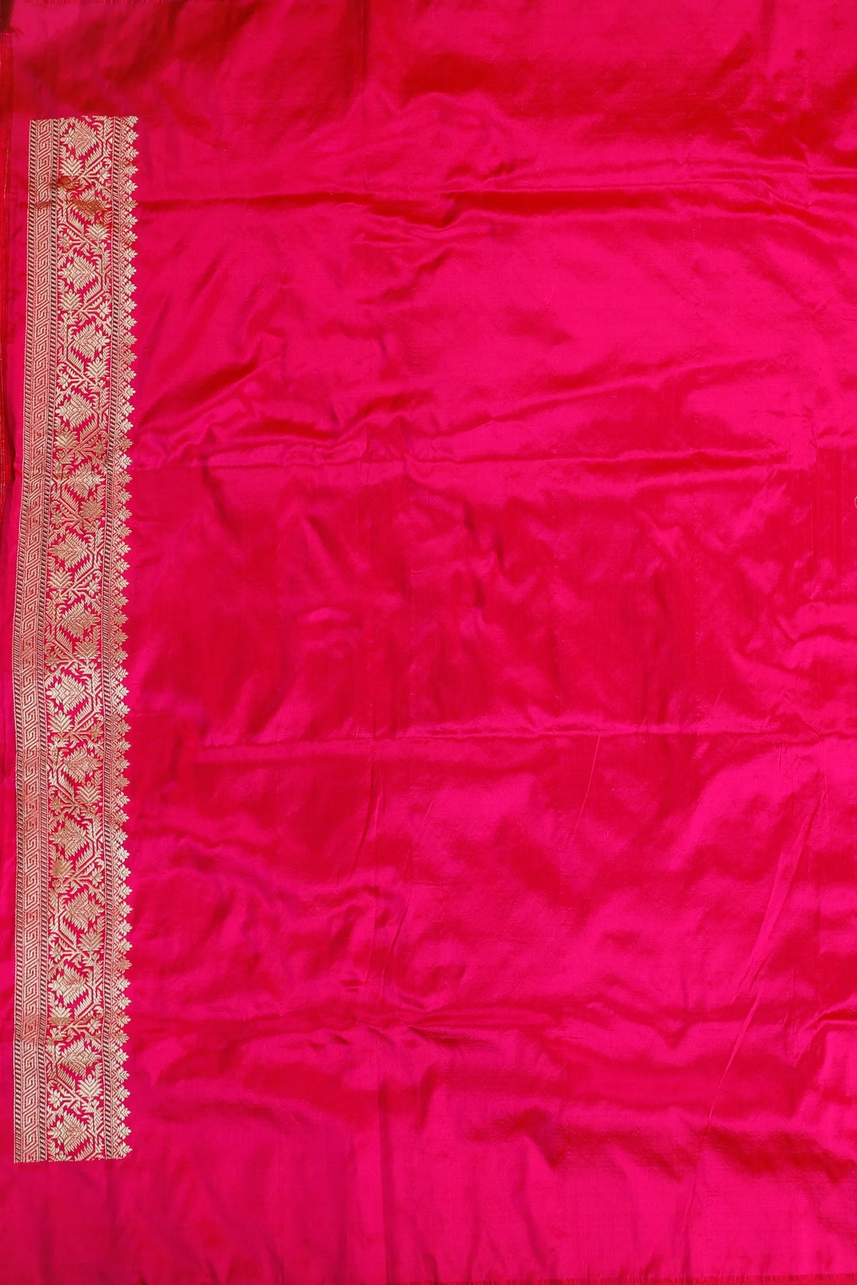 Hot Pink Real Zari Pure Silk Benarasi Saree - Revival Design from Awadh