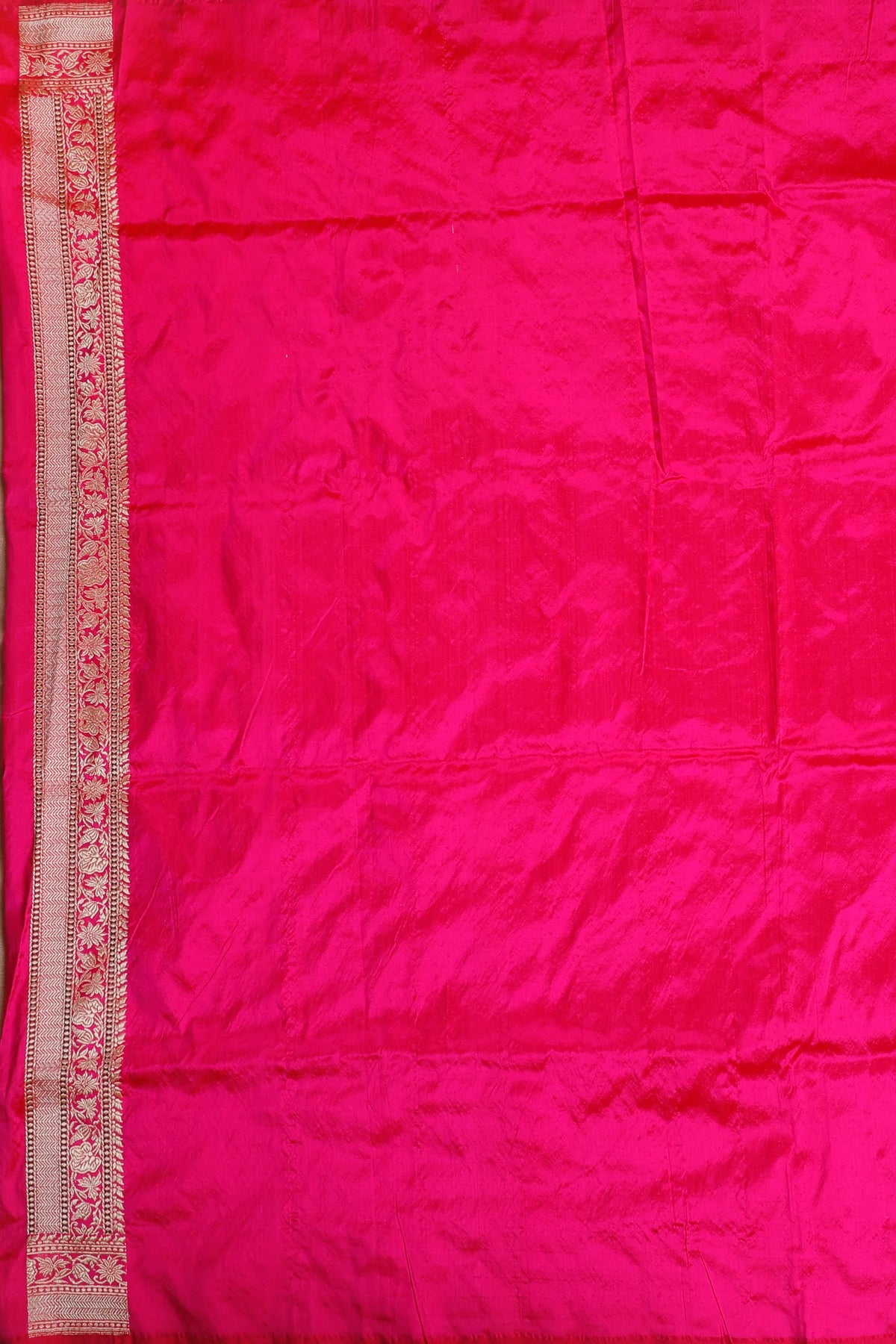 Hot Pink Real Zari Pure Silk Benarasi Saree - Revival Design