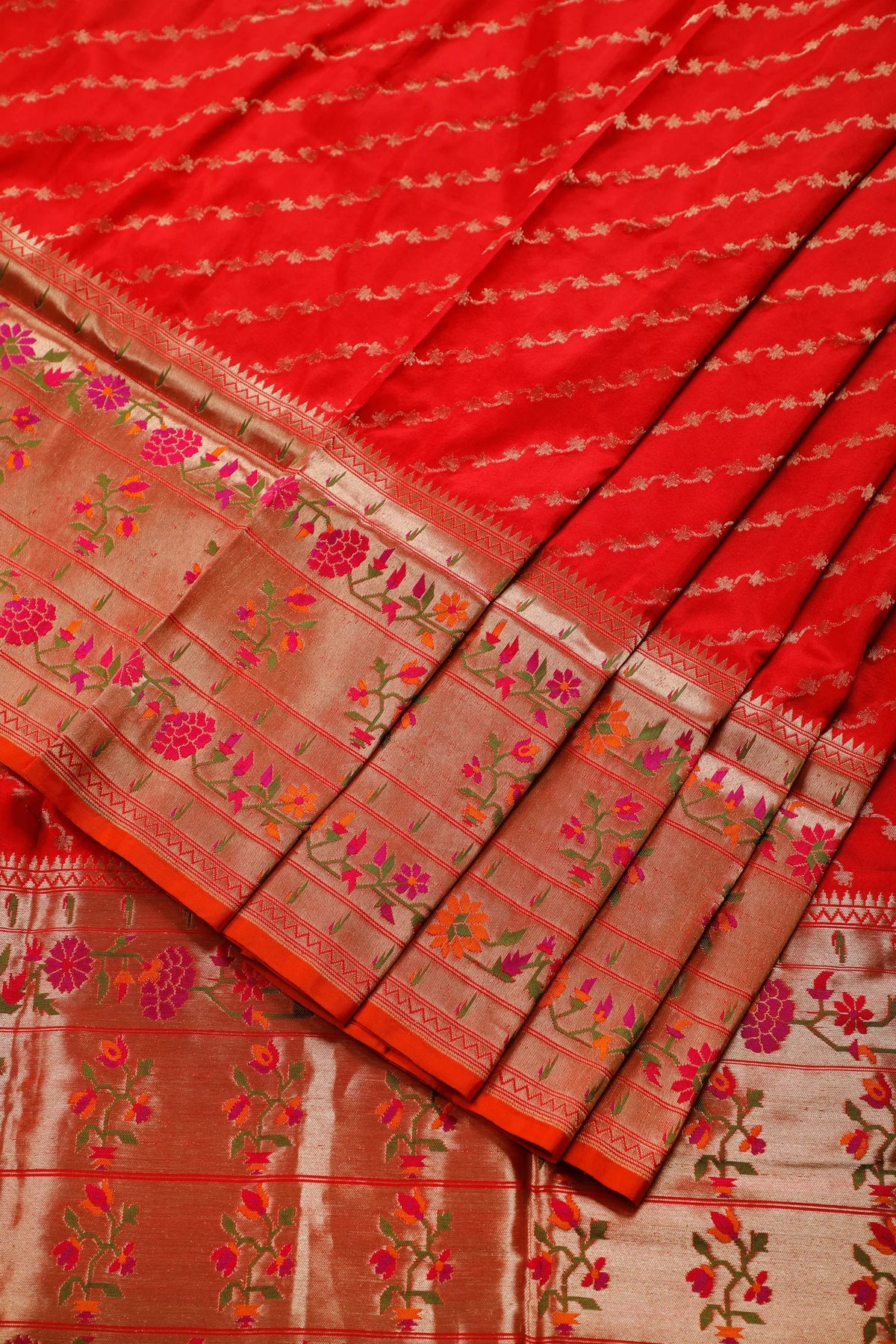 Red Handloom Benarasi Katan Silk Brocade Saree