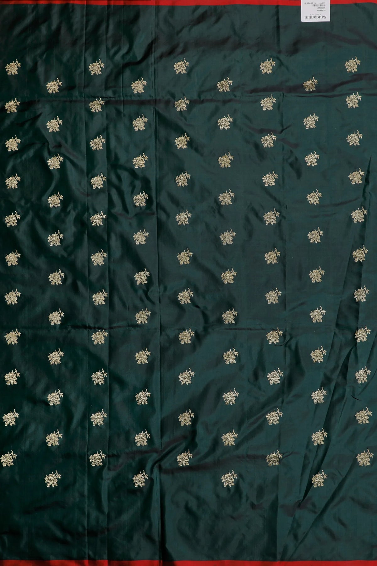 Deep Green Real Zari Pure Silk Benarasi Saree - Revival Design with Meenakari Work