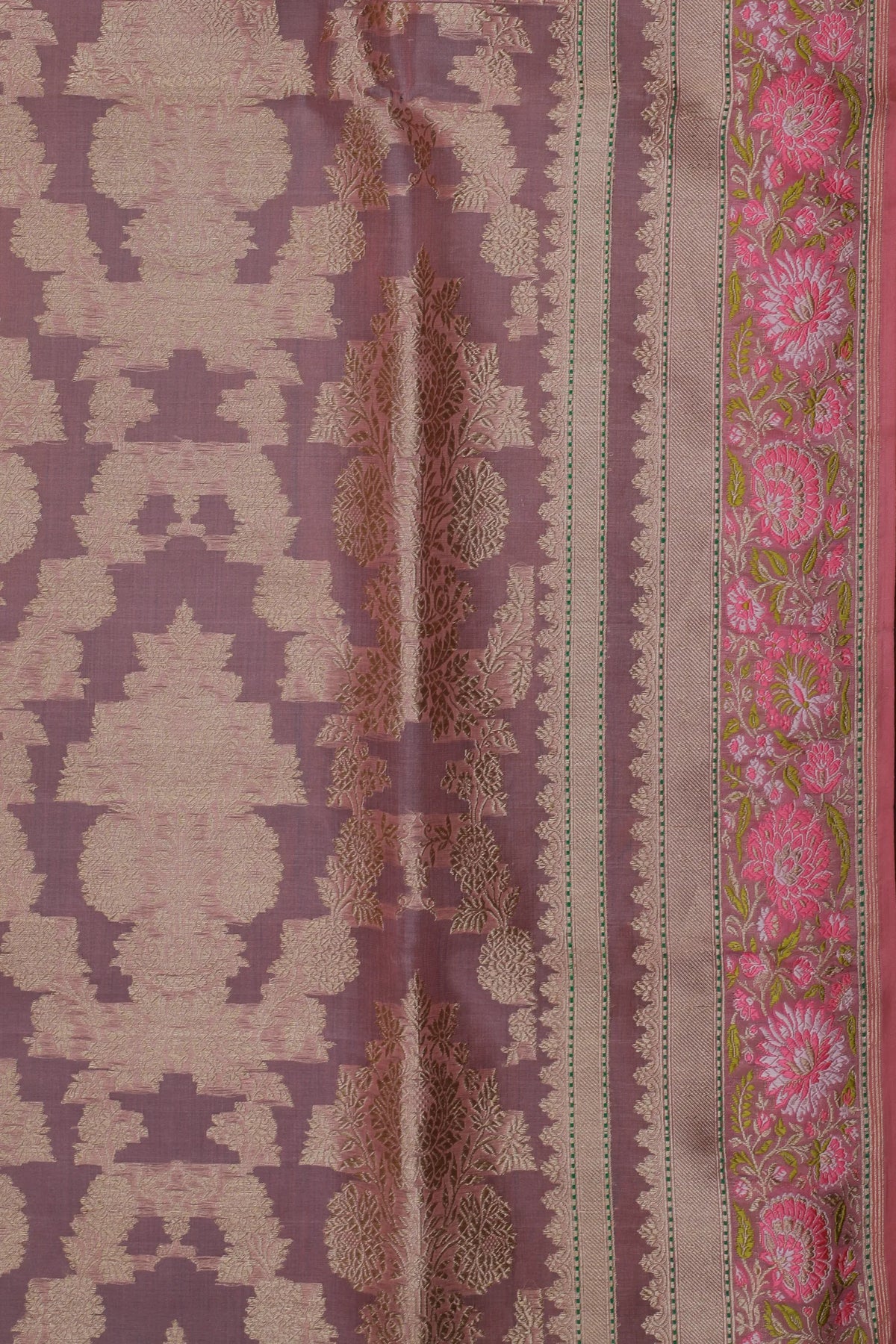 Baby Pink Handloom Benarasi Kora Silk Saree