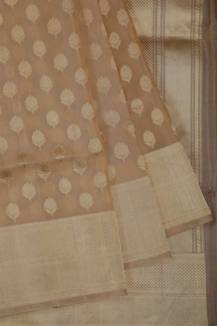 Ivory Handloom Benarasi Kora Silk Saree