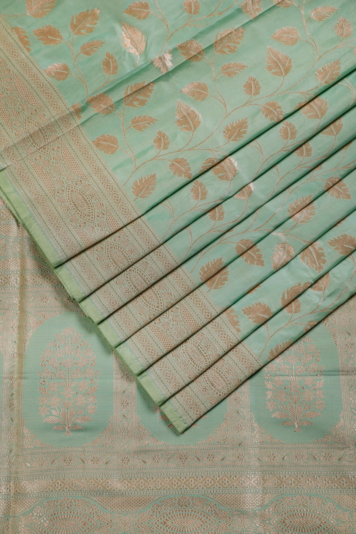 Sea Green Handloom Benarasi Katan Silk Saree