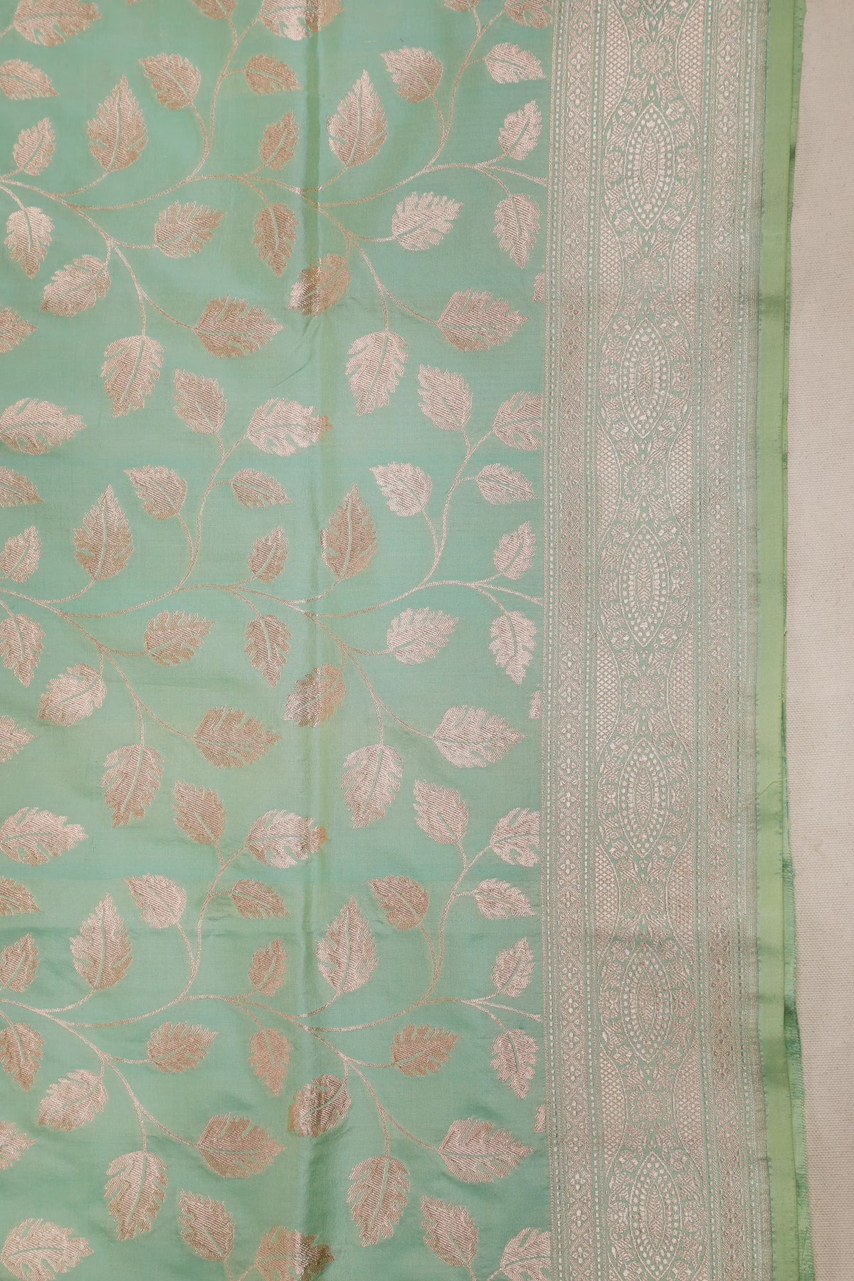 Sea Green Handloom Benarasi Katan Silk Saree