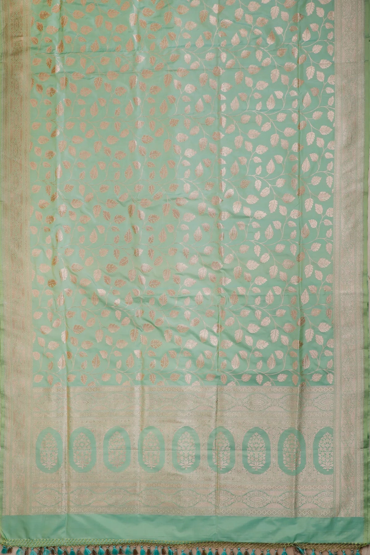 Sea Green Handloom Benarasi Katan Silk Saree