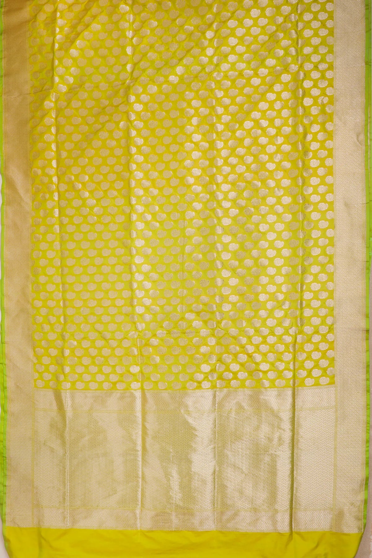 Parrot Green Handloom Benarasi Katan Silk Saree