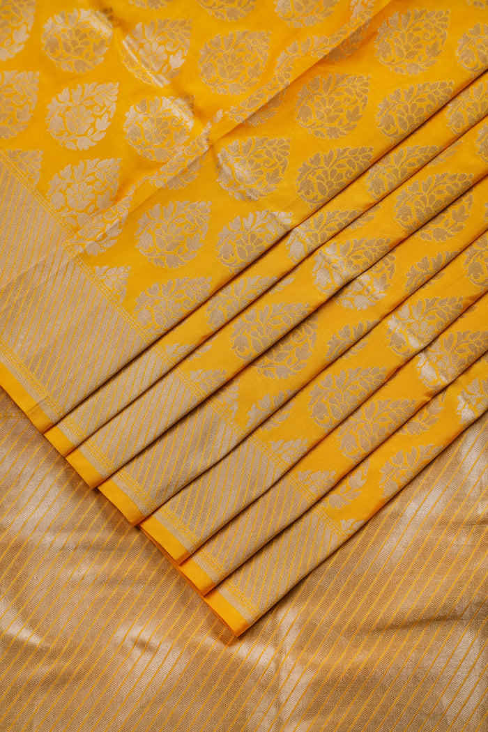 Lemon Yellow Handloom Benarasi Katan Silk Saree