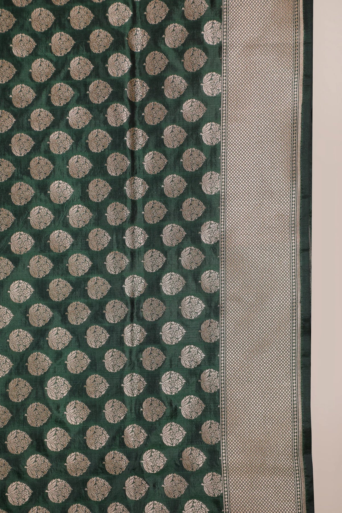 Deep Olive Green Handloom Benarasi Katan Silk Saree
