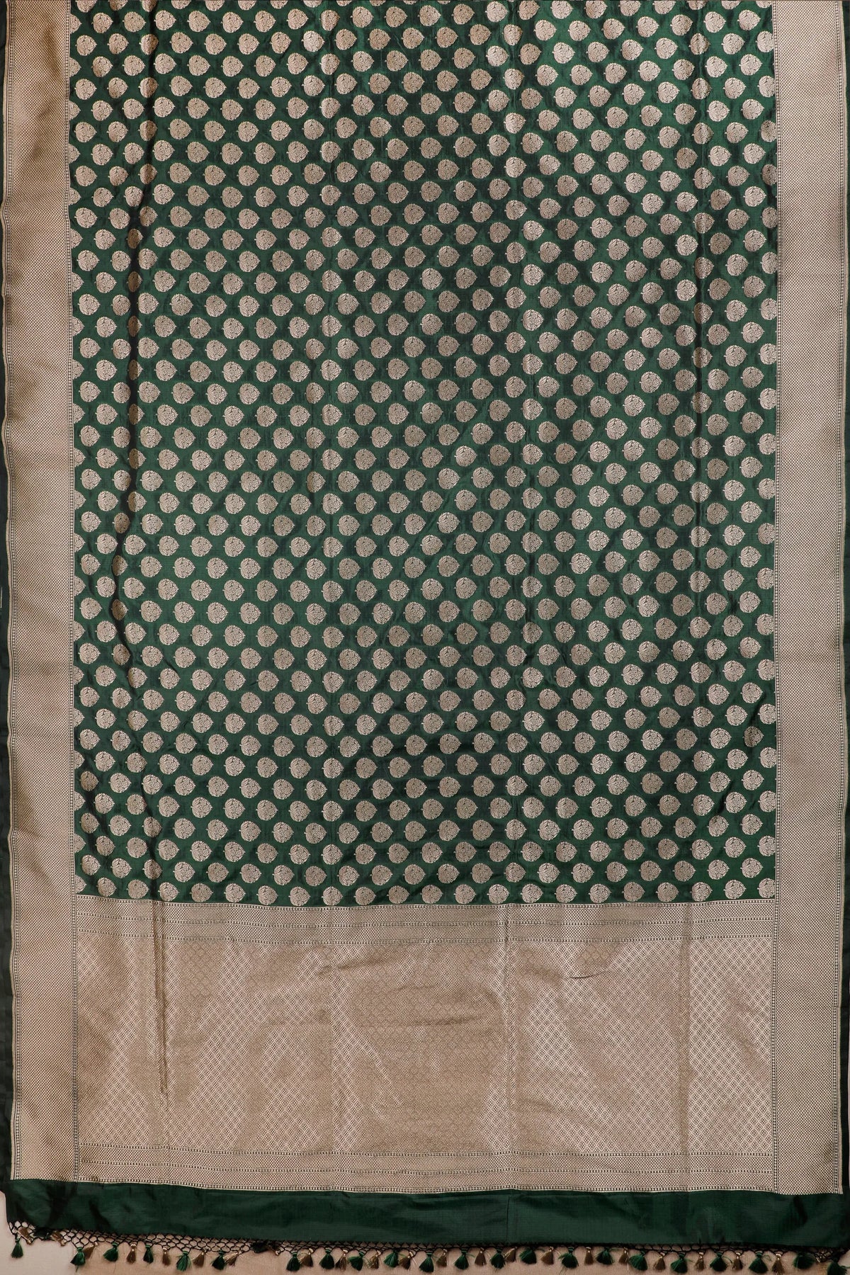 Deep Olive Green Handloom Benarasi Katan Silk Saree
