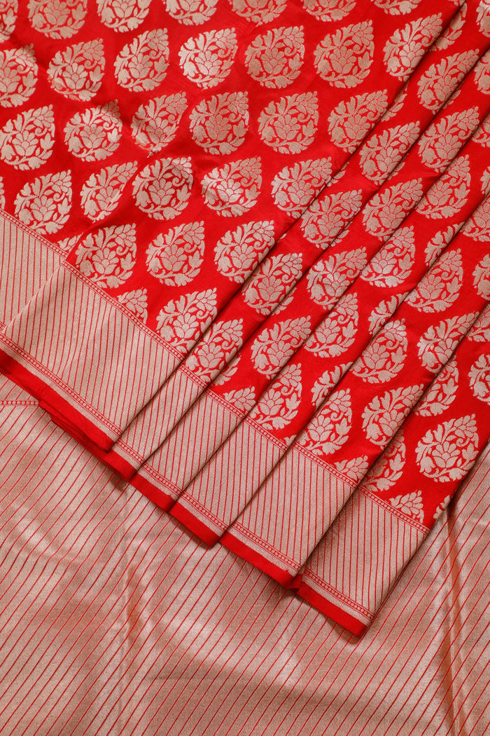 Red Handloom Benarasi Katan Silk Saree