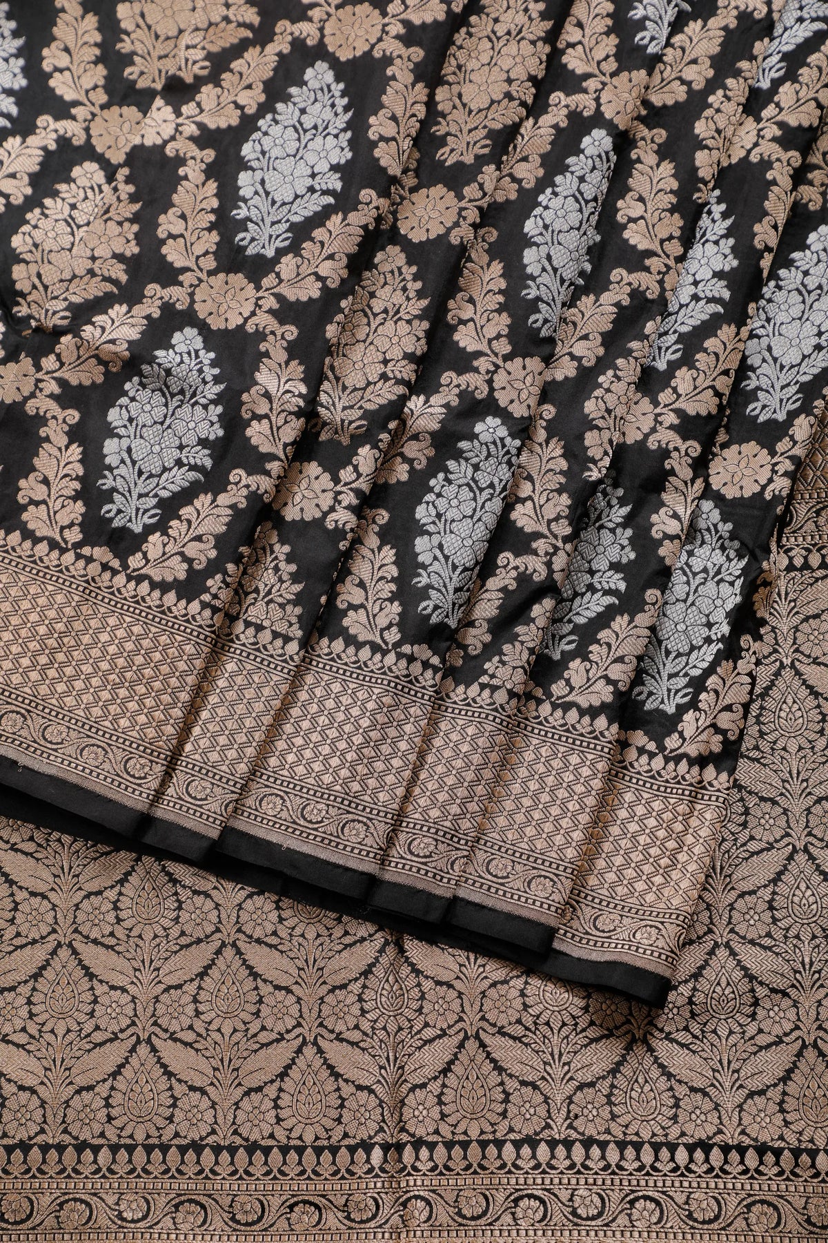 Black Benarasi Katan Pure Silk Saree