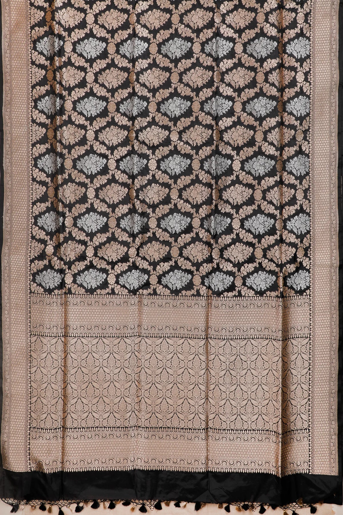 Black Benarasi Katan Pure Silk Saree