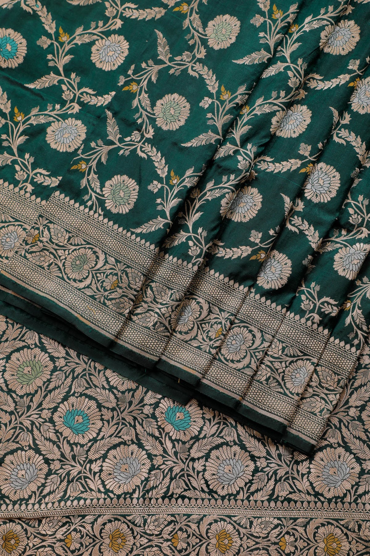 Deep Green Benarasi Katan Pure Silk Saree
