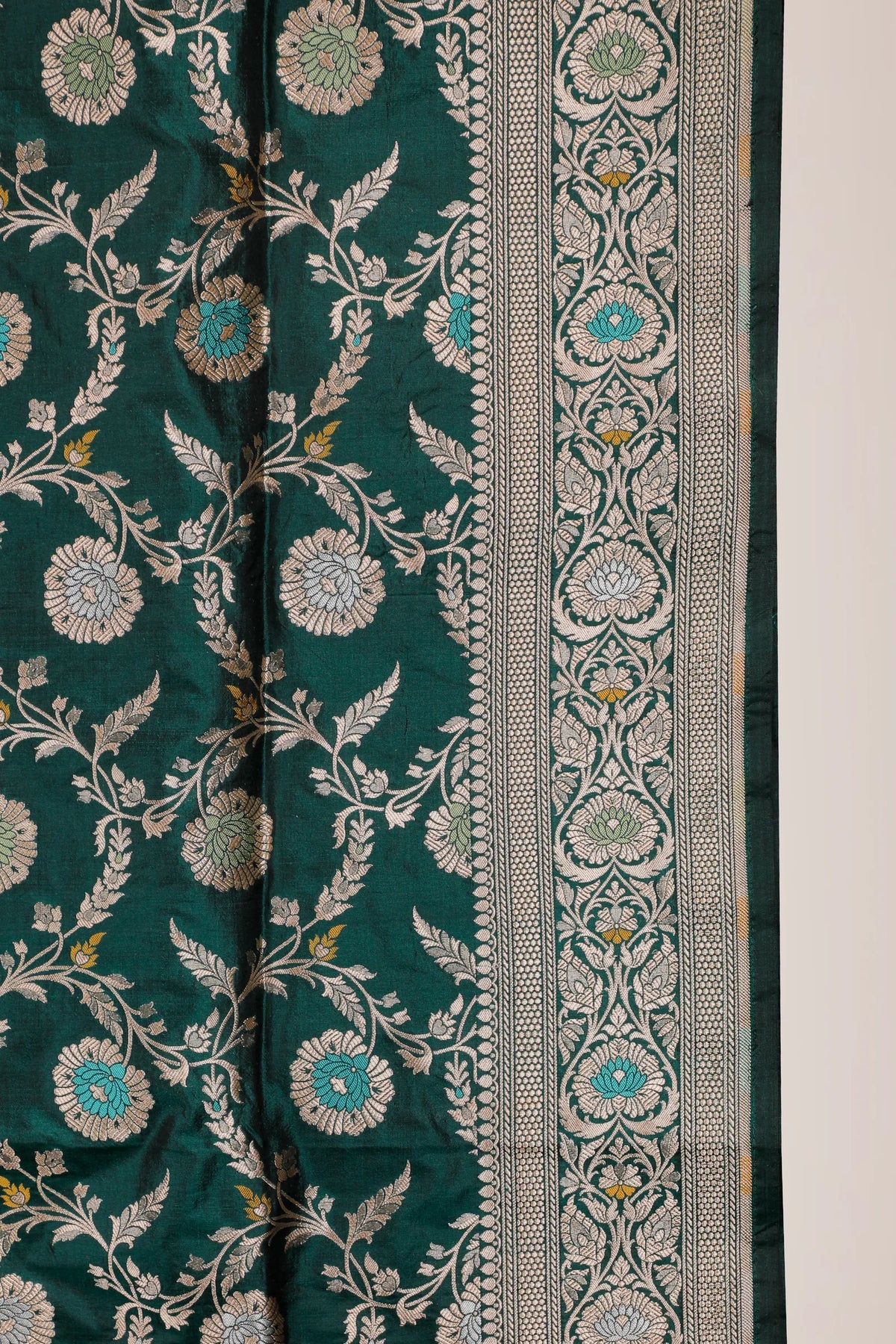 Deep Green Benarasi Katan Pure Silk Saree