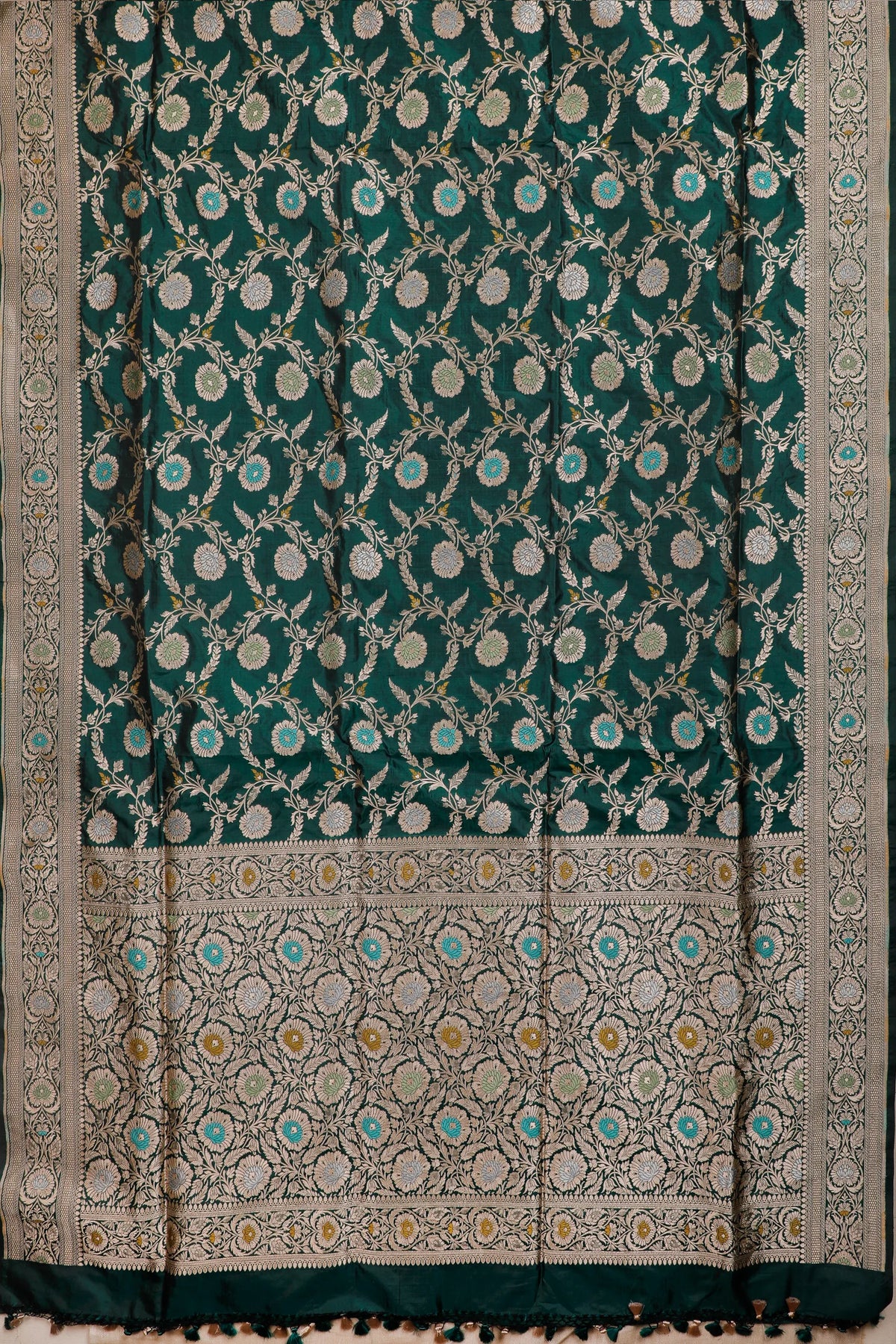 Deep Green Benarasi Katan Pure Silk Saree