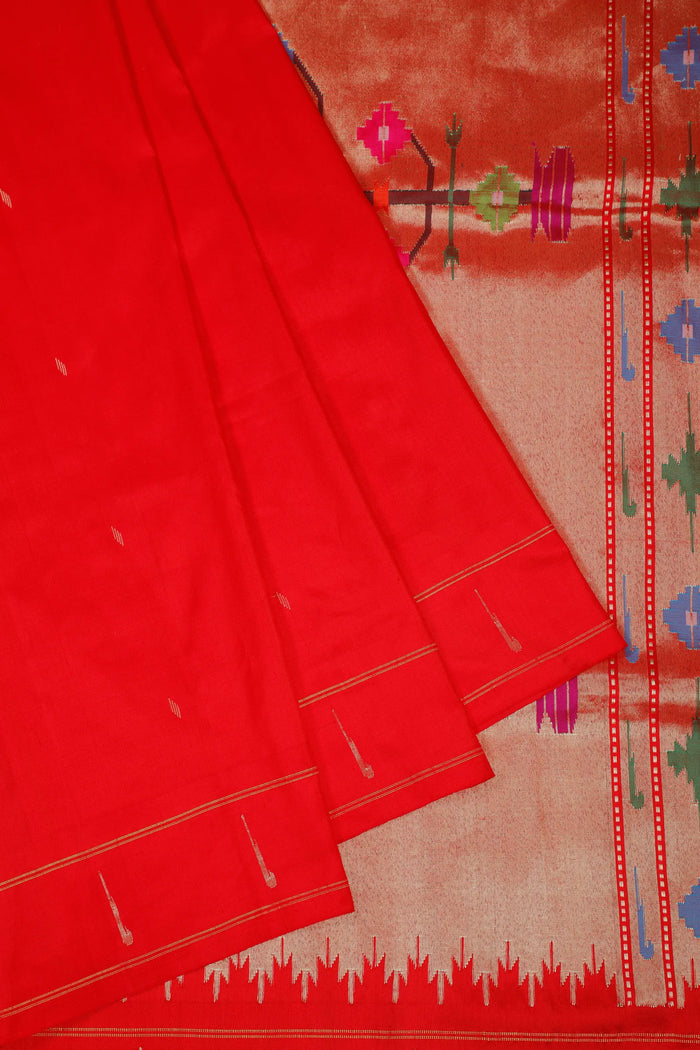 Red Handlloom Silk by Silk Paithani Saree