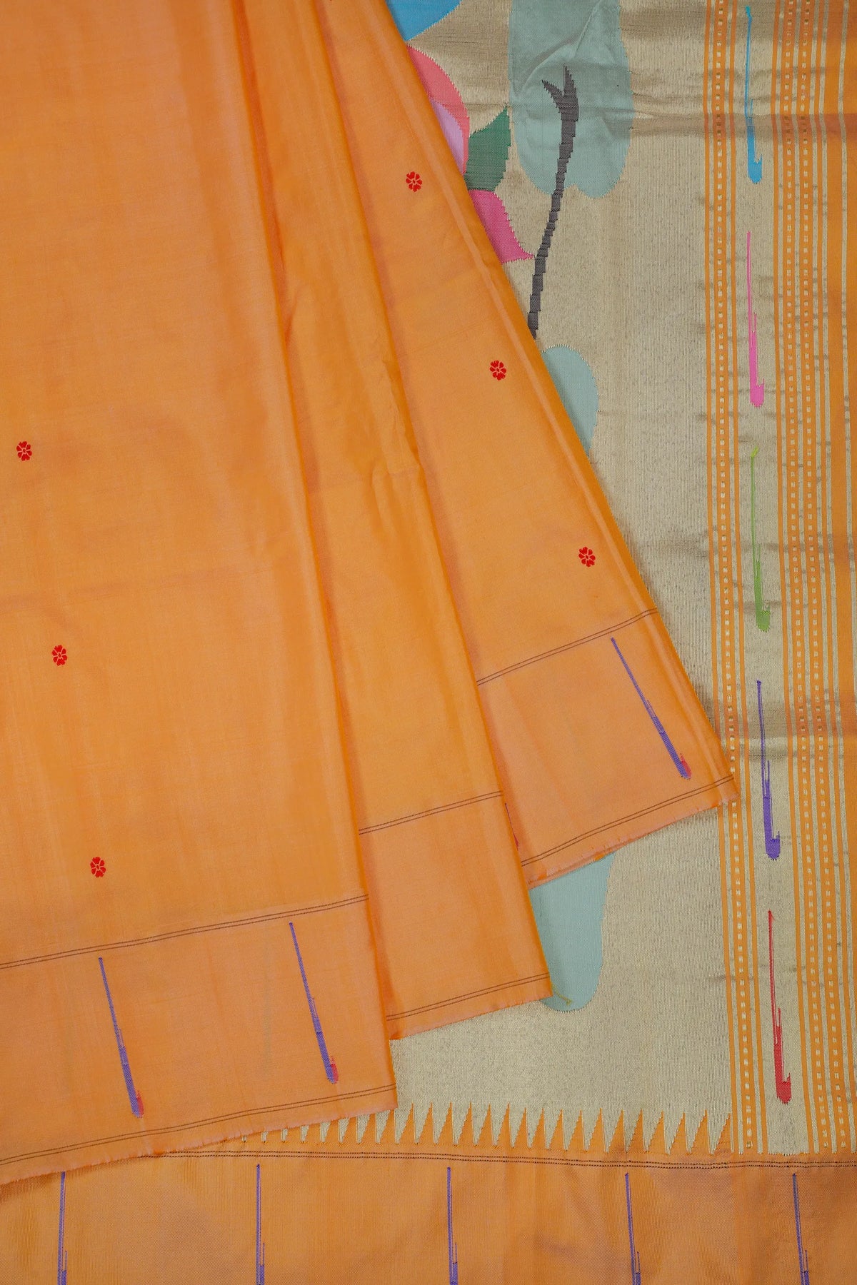 Mango Yellow Handlloom Silk by Silk Paithani Saree