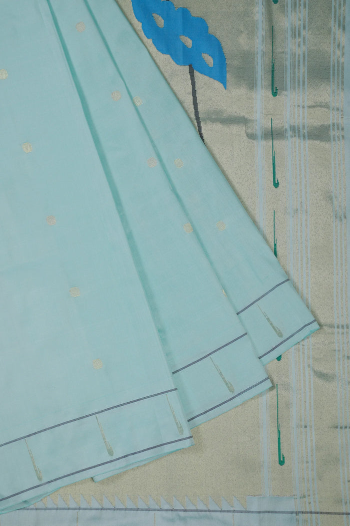 Sea Green Handlloom Silk by Silk Paithani Saree