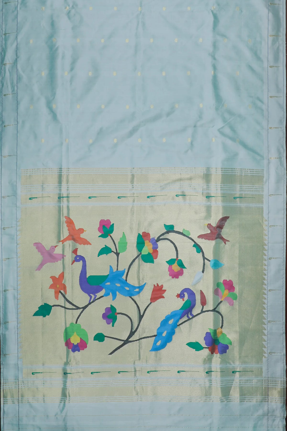 Sea Green Handlloom Silk by Silk Paithani Saree