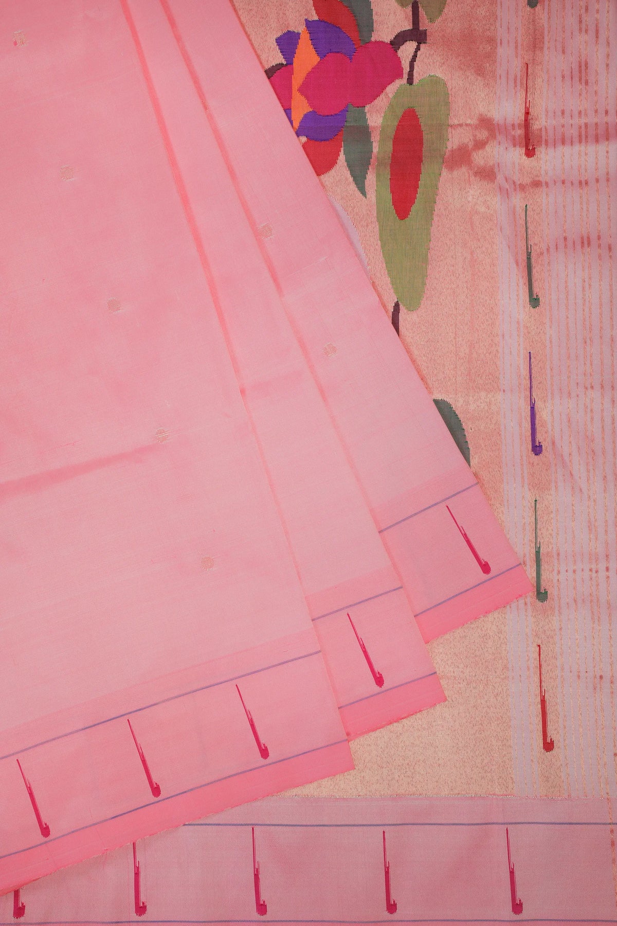Baby Pink Handlloom Silk by Silk Paithani Saree