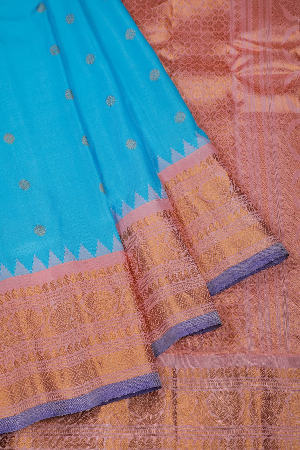 Sky Blue Handloom Pure Silk Gadwal Saree