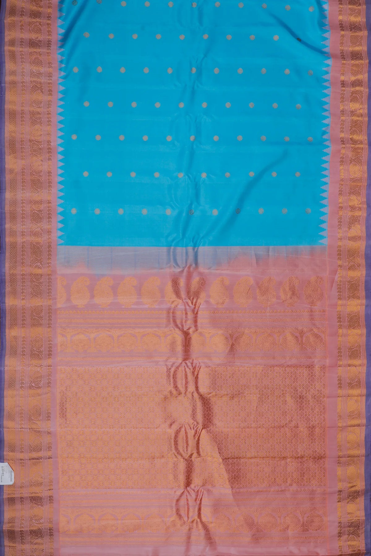 Sky Blue Handloom Pure Silk Gadwal Saree