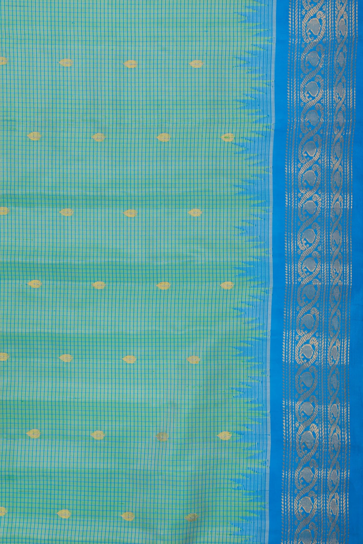 Sea Blue Handloom Pure Silk Gadwal Saree