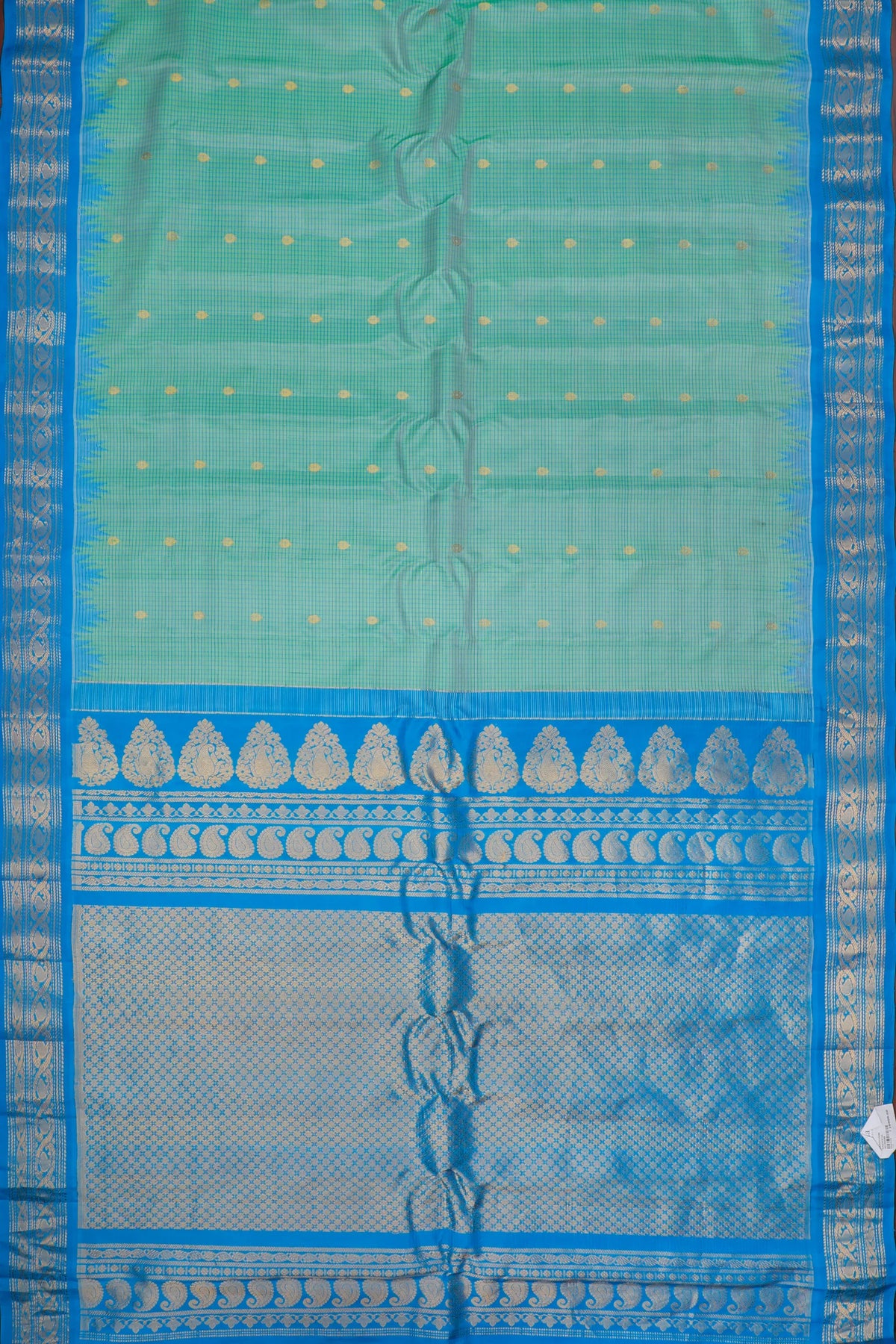 Sea Blue Handloom Pure Silk Gadwal Saree
