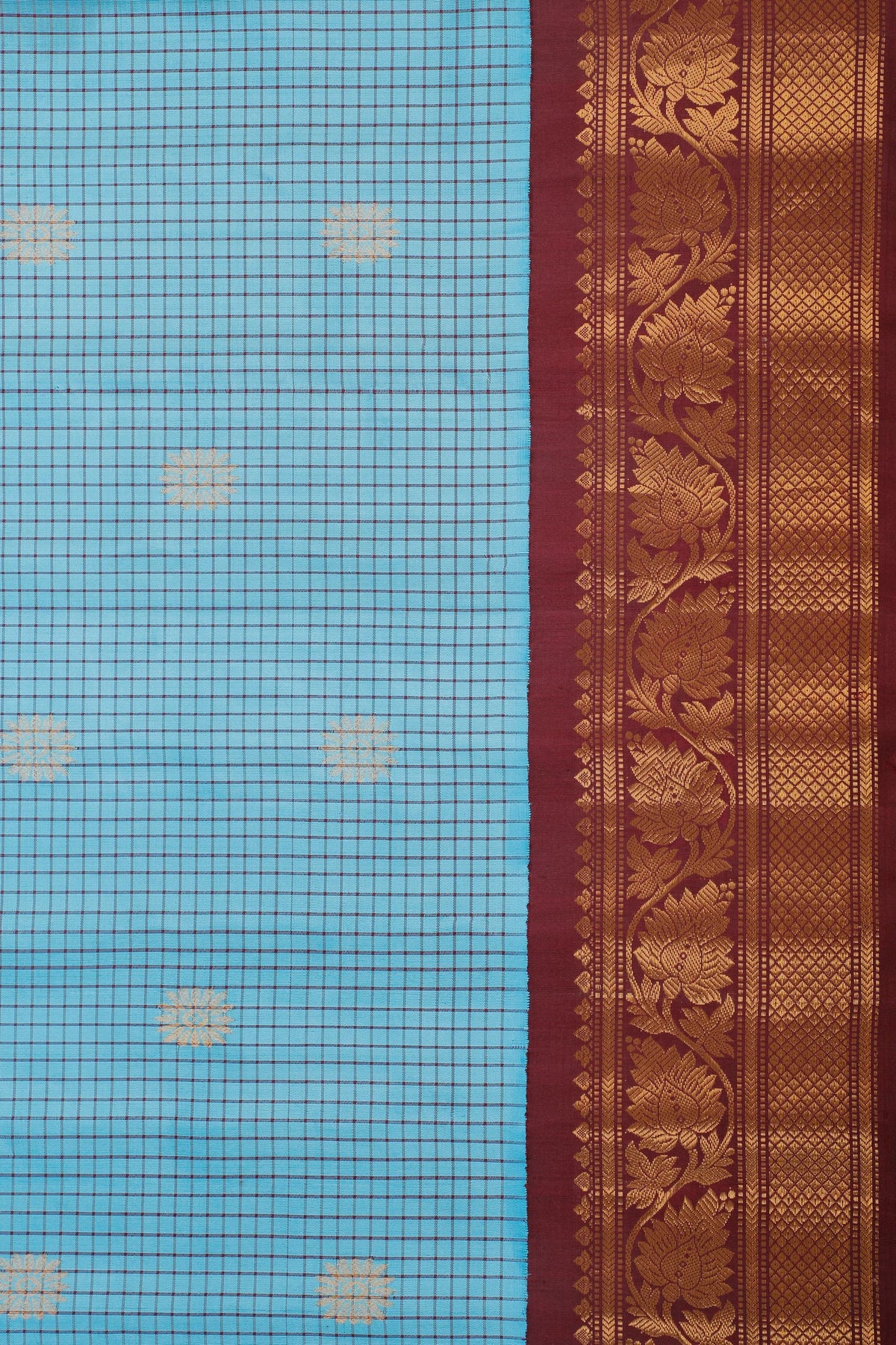 Sky Blue Handloom Pure Silk Gadwal Saree