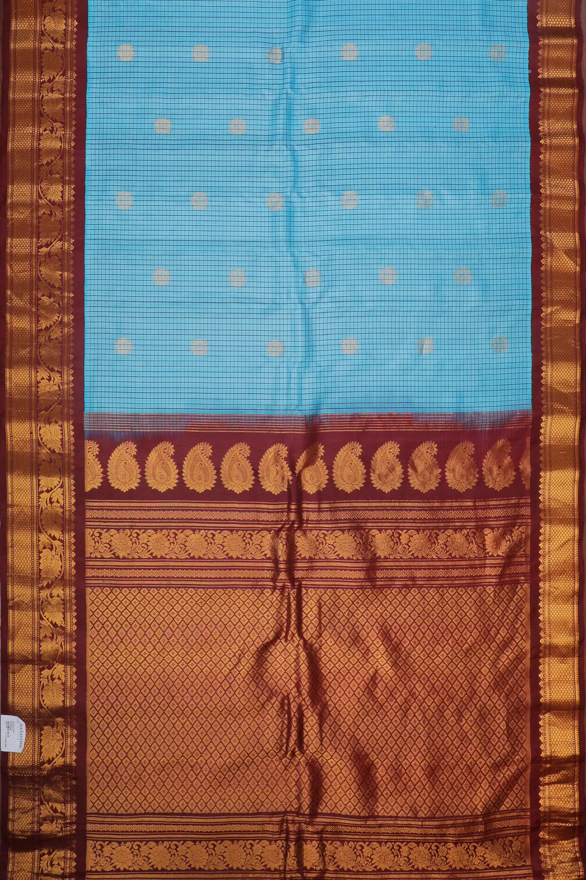 Sky Blue Handloom Pure Silk Gadwal Saree