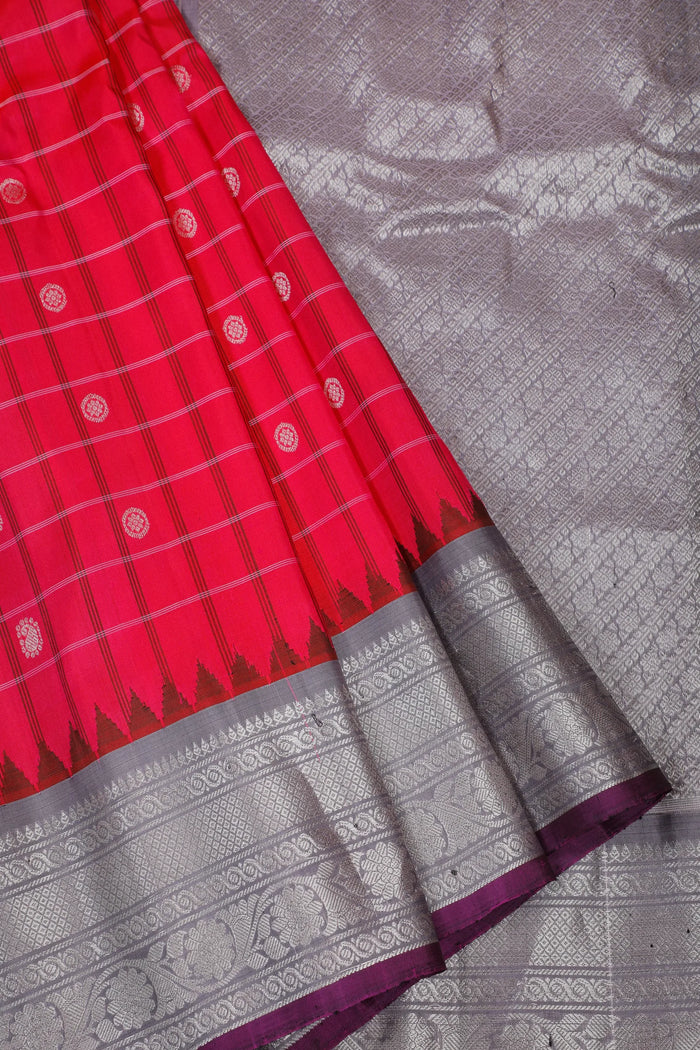 Pink Handloom Pure Silk Gadwal Saree