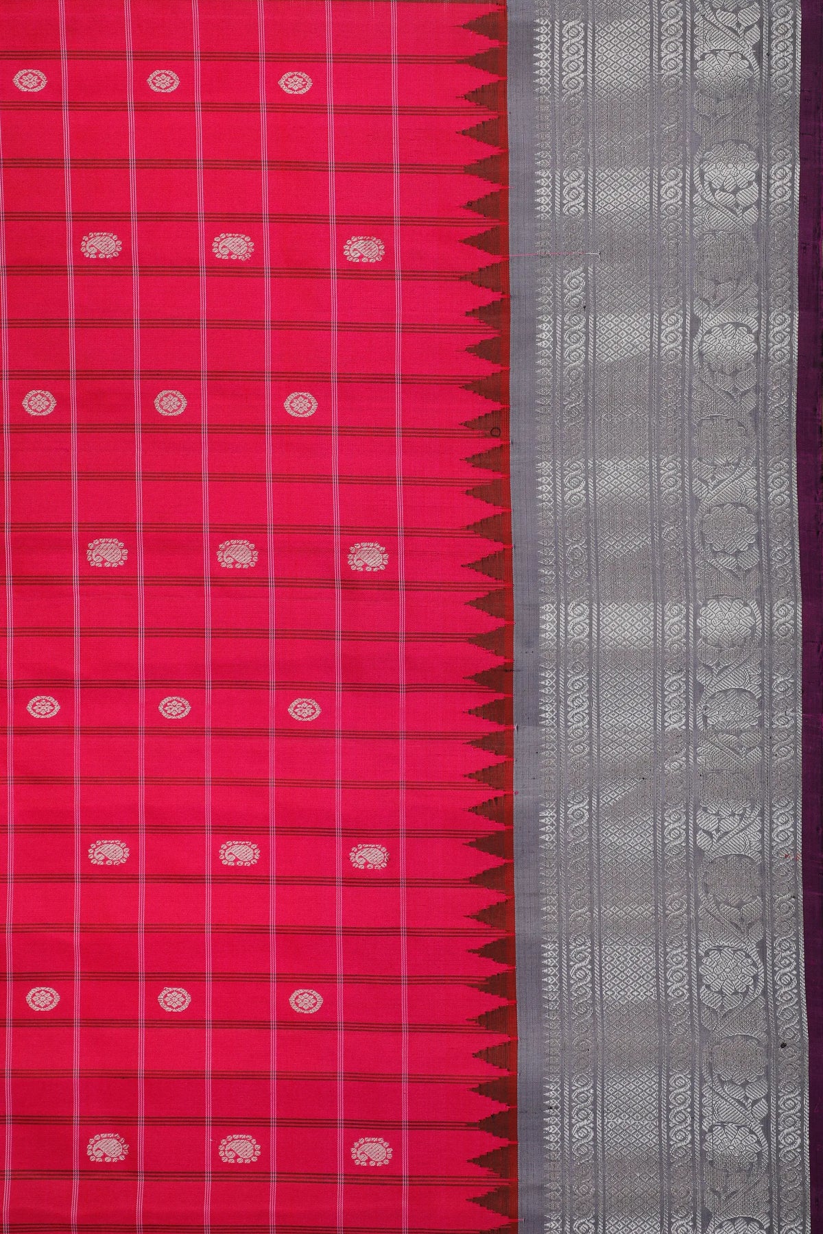 Pink Handloom Pure Silk Gadwal Saree