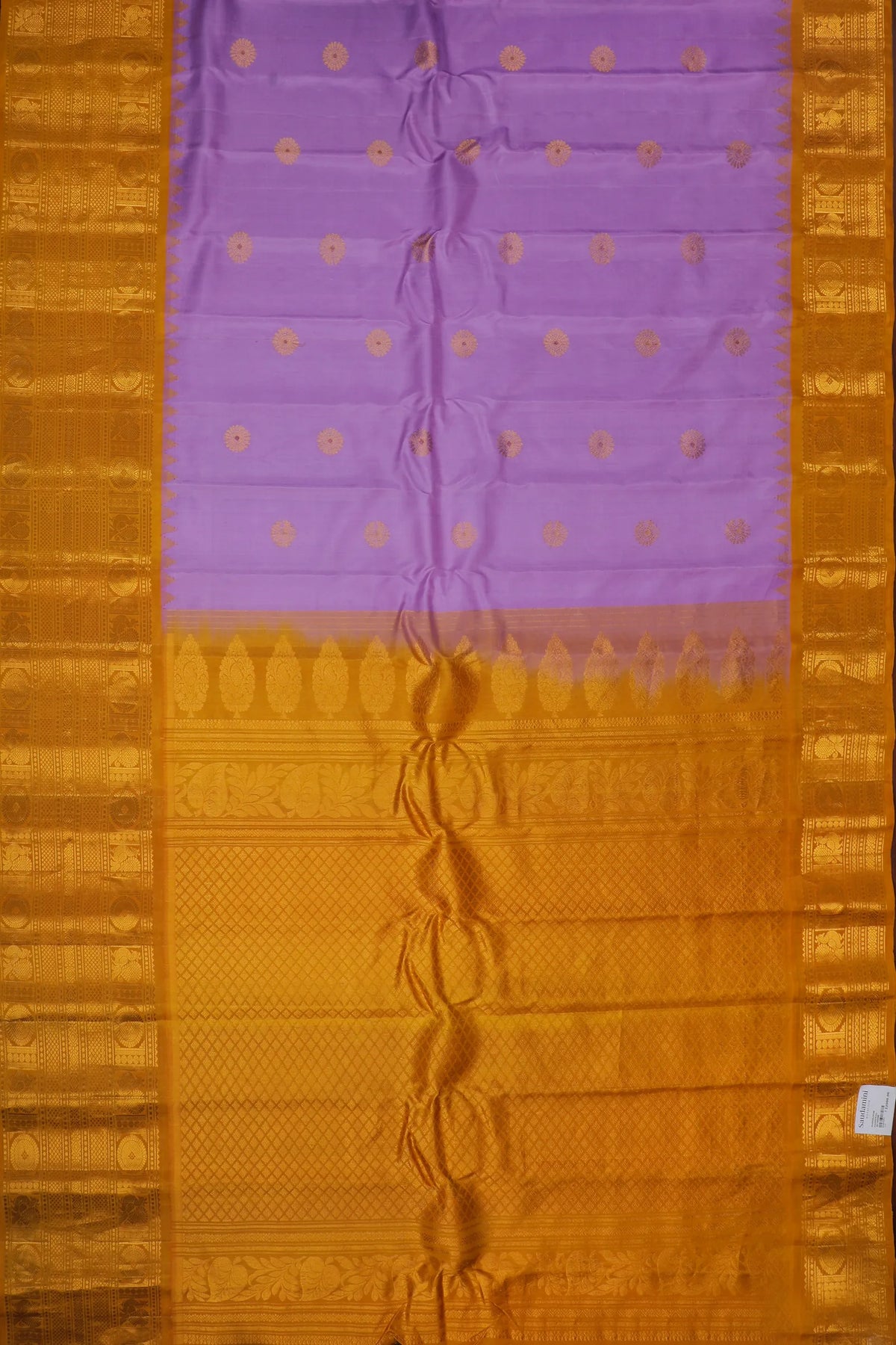 Lavender Handloom Pure Silk Gadwal Saree with Brocade Border