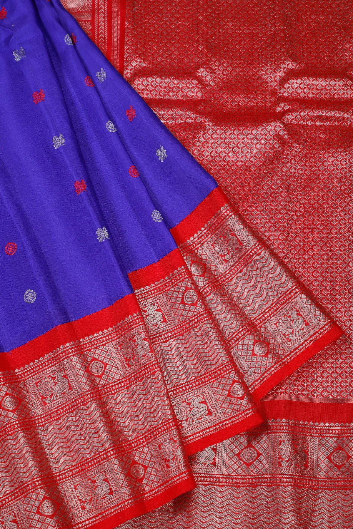 Purple Handloom Pure Silk Gadwal Saree with Brocade Border
