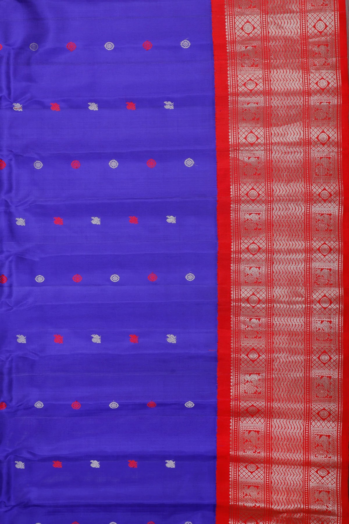 Purple Handloom Pure Silk Gadwal Saree with Brocade Border