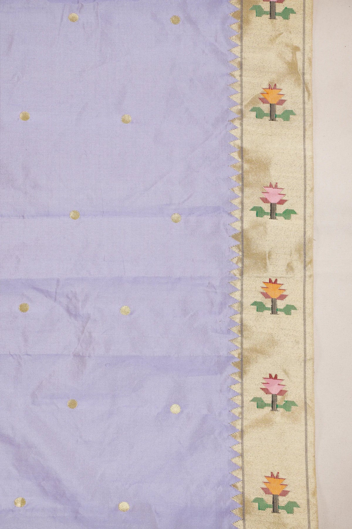 Lilac Pure Silk Handloom Paithani Tissue Saree with Asawali Pallu - Revival Design